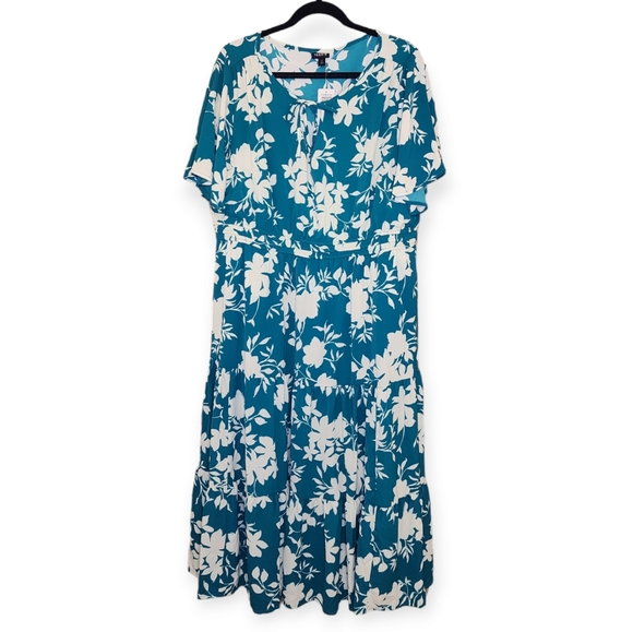 NWT Torrid Tea Length Studio Crepe de Chine Tie Neck Tiered Dress Size 2 - Picture 6 of 10